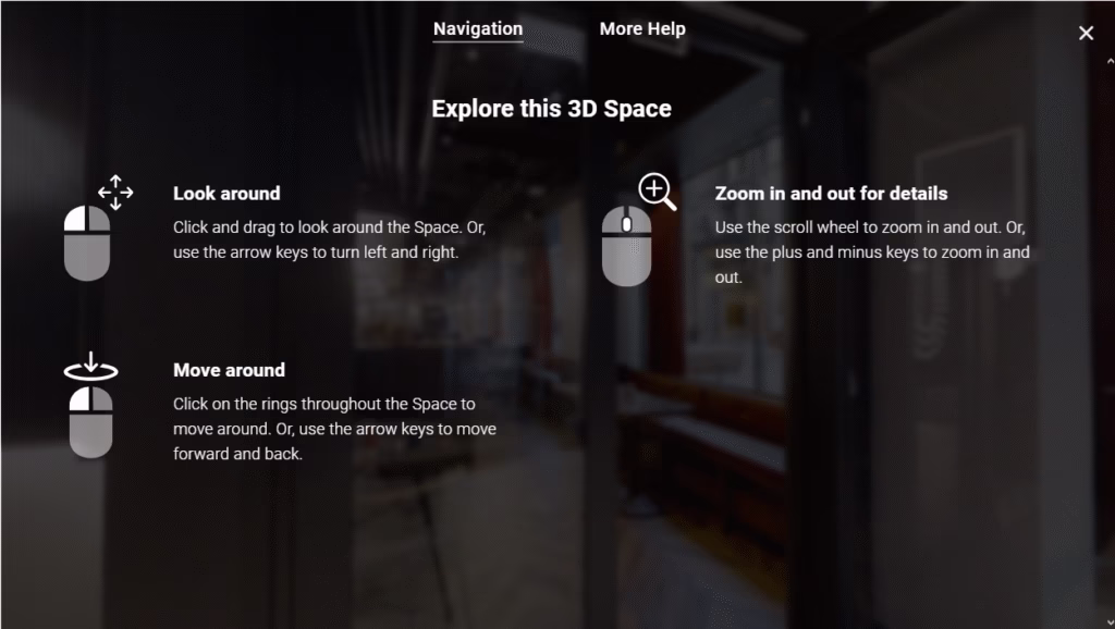 Navigating a virtual tour using a computer or laptop and mouse or touchpad